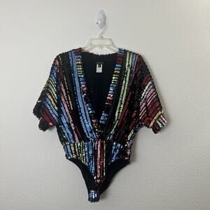CLUBEXX Womens Top Blouse Bodysuit Sequins S Small Party Festive Holidays